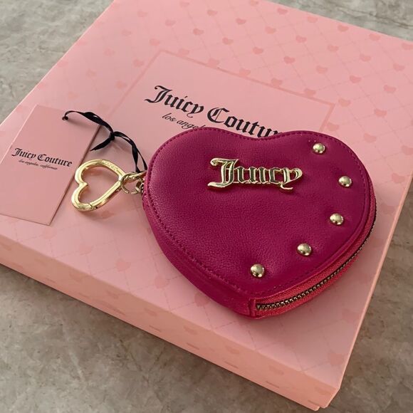 JUICY Pink Valentines Day Heart Keychain Purse NWT - Picture 2 of 6